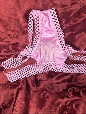 Victoria's Secret Pink Crochet Lace Panties Strappy Sexy. XL